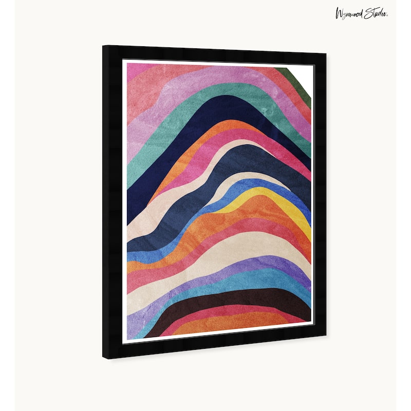 Wynwood Studio Colored Wave Framed Retro Colorful Abstract Prints