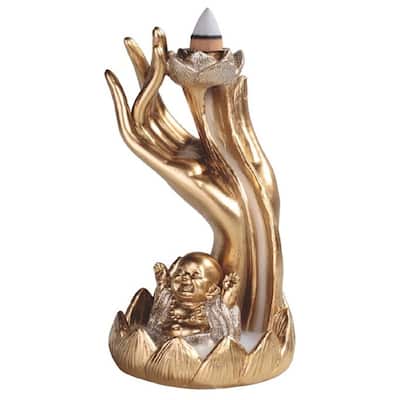 Q-Max 6"H Maitreya Buddha Backflow Incense Burner Incense Sticks Holder