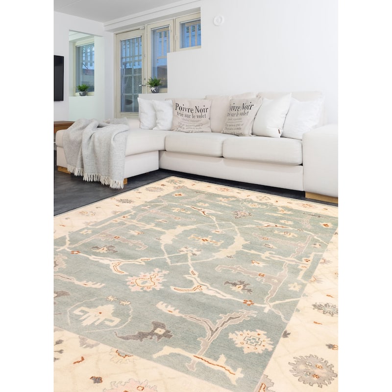 ECARPETGALLERY Hand-knotted Modern Oushak Teal Wool Rug - 9'8 x 14'1