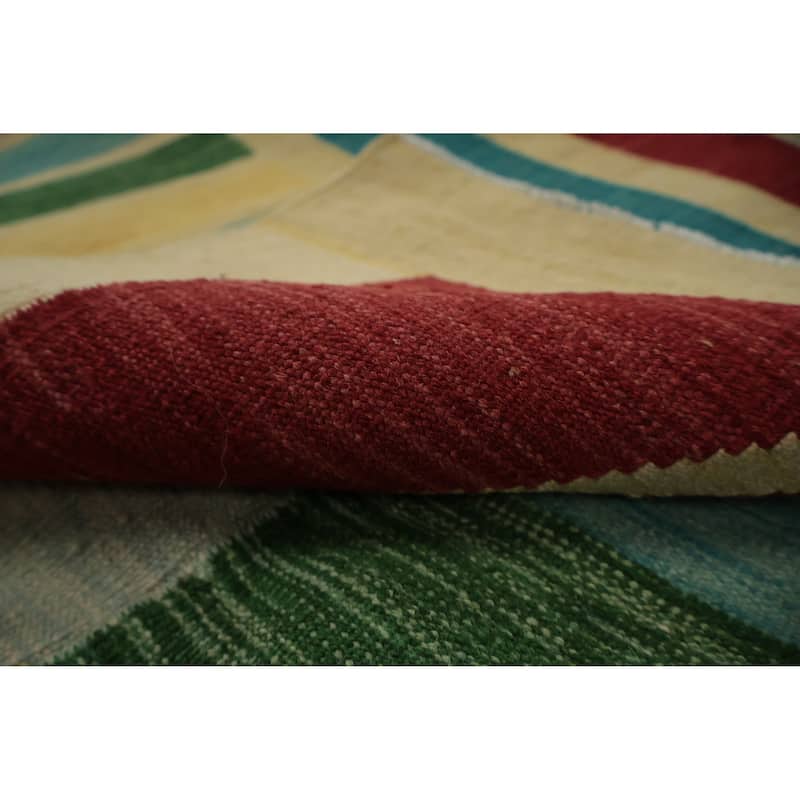 Hand Woven Oriental 100% Wool Carpet Southwestern Modern Multi-Colored Kilim Area Rug - 9' 11'' X 8' 8''
