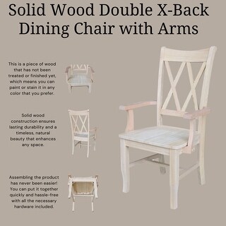 Solid Wood Double X-Back Dining Chair with Arms - Bed Bath & Beyond ...