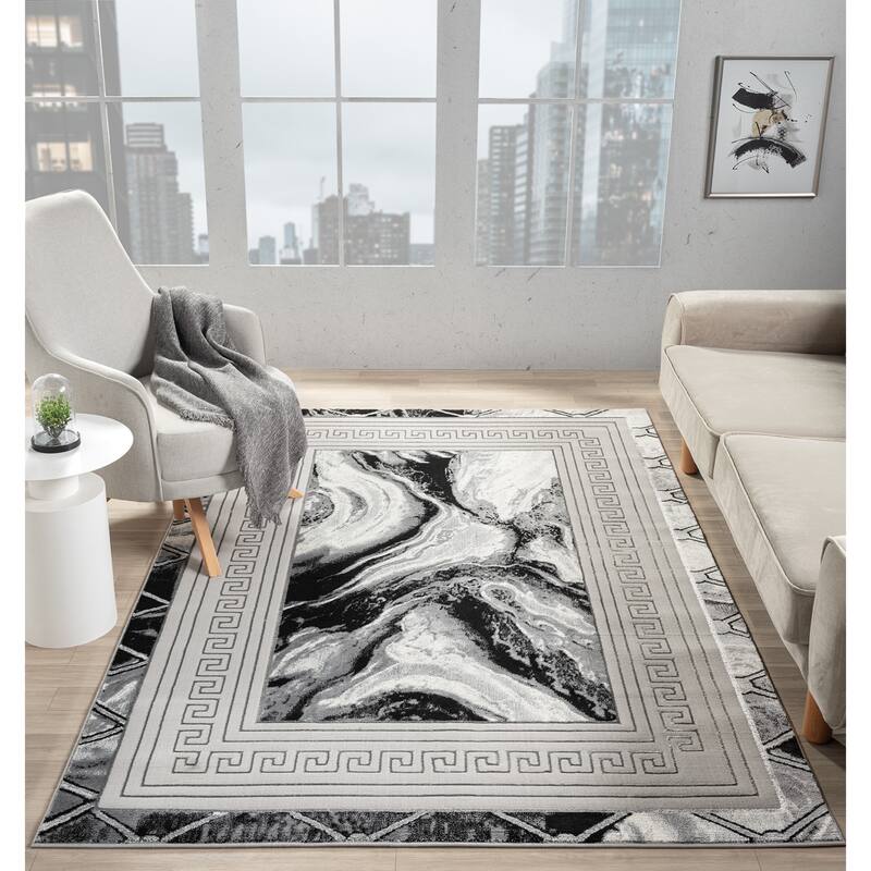 Ksamil Collection Abstract Border Area Rug