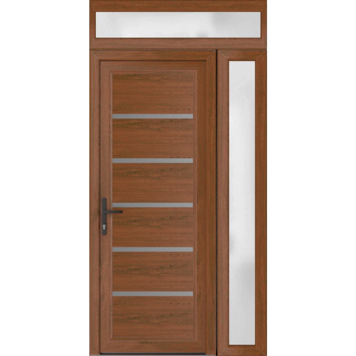 Exterior Prehung Metal-Plastic Door Manux 8415 Walnut W30xH80 Lefthand Inswing