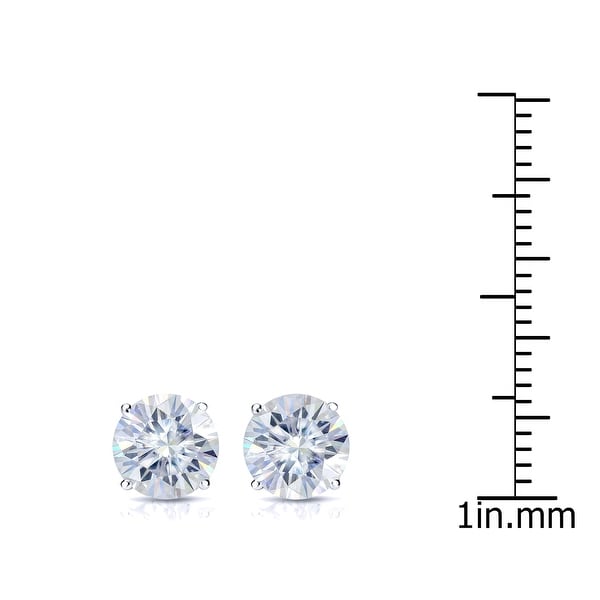 Auriya 2ct TW Round Moissanite Stud Earrings 14k Gold - 6.5 mm