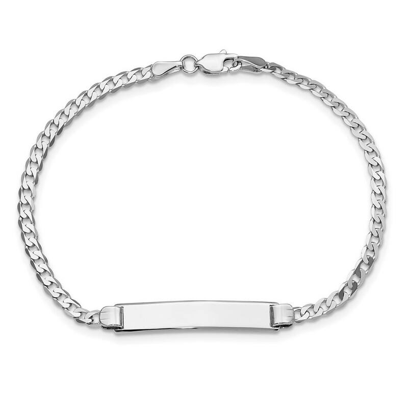 Curata 4.5mm 14k White Gold Engravable Flat Curb Link ID Bracelet