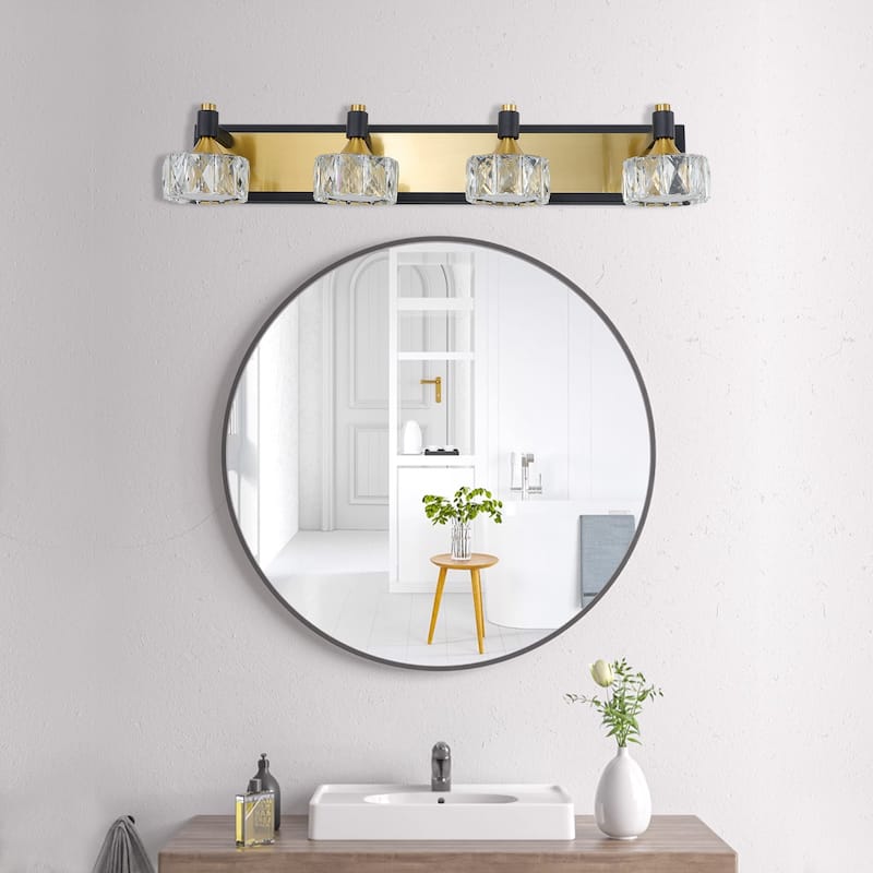 LED Bathroom 4-Light Modern Crystal Vanity Light Over Mirror