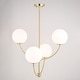 preview thumbnail 12 of 11, Avers 4 Light LED Compatible Gold Brass Mid-Century Modern Chandelier White Globe Glass - 26-in W x 27.25-in H x 26-in D