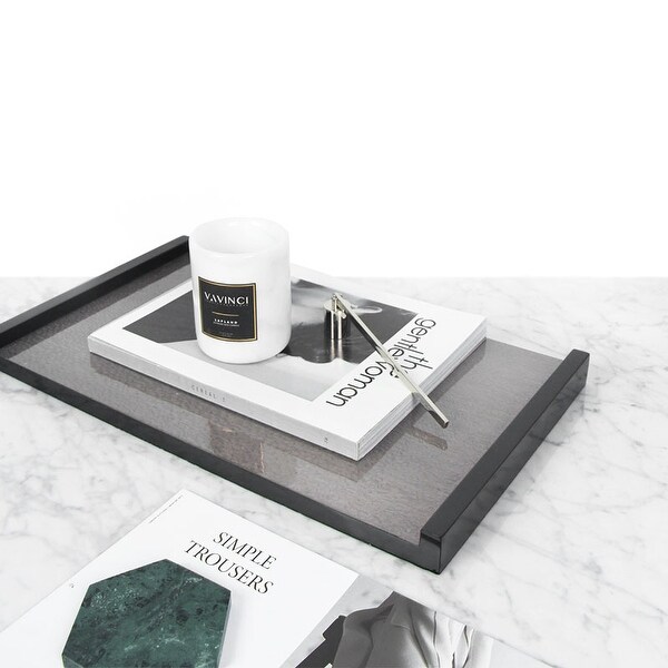 FloralGoods Modern Black Gray Wood Tray