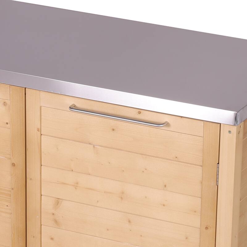 Modular Outdoor Kitchen Island Set, 100% Solid Wood BBQ Cabinet , Patio Kitchen Bar Table