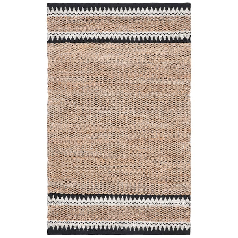 SAFAVIEH Handmade Natural Fiber Jokelien Boho Jute Rug - 2'3" x 4' - Natural/Black