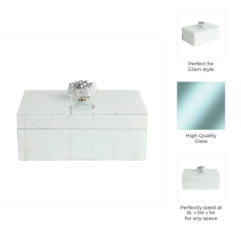 Glass Decorative Storage Jewelry Box with Lid