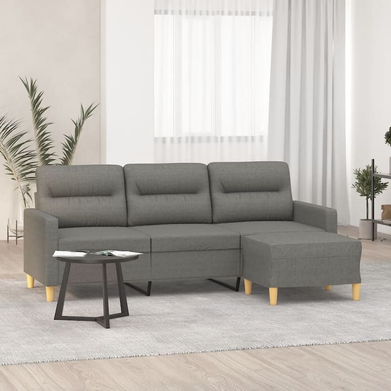 vidaXL Sofa with Footstool Dark/Light Gray multi size Fabric