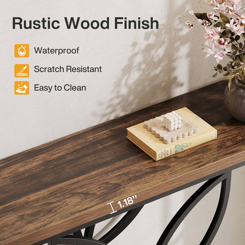 47-Inch Console Table, Industrial Sofa Table with Unique Butterfly Metal Base