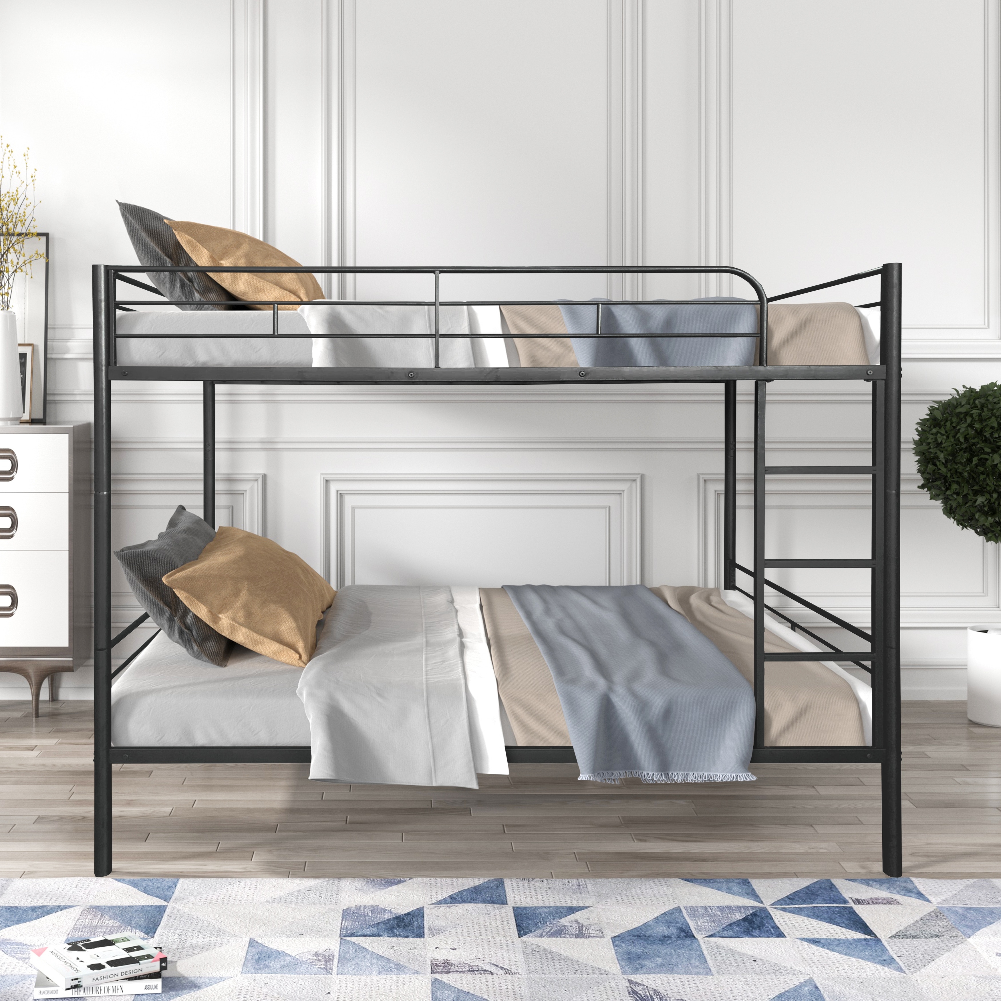 Separatable Steel Bunk Bed Twin Bed Built-in Ladder