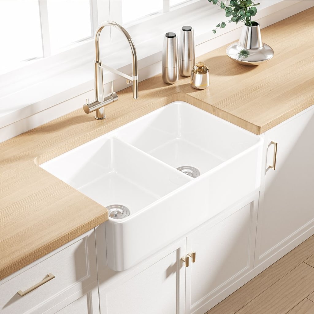 Eridanus Brooklyn Farmhouse Apron Double Bowl Kitchen Sink