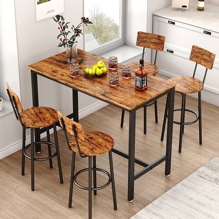 5 Piece Kitchen Table Set, Bar Table & Chairs Set for 4,Counter Height