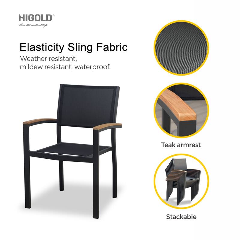 HIGOLD - Heck Extendable Teak Aluminum Outdoor Patio Dining Set