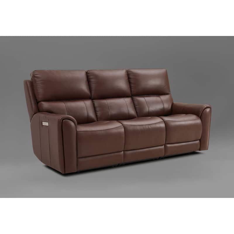 86.5'' W Top Grain Leather Triple Power Sofa with Adjustable Power Headrest and Lumbar & Extendable Legs
