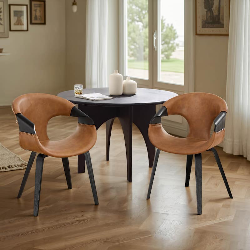 Art Leon Mid-century Modern Faux Leather Bentwood Dining Chair