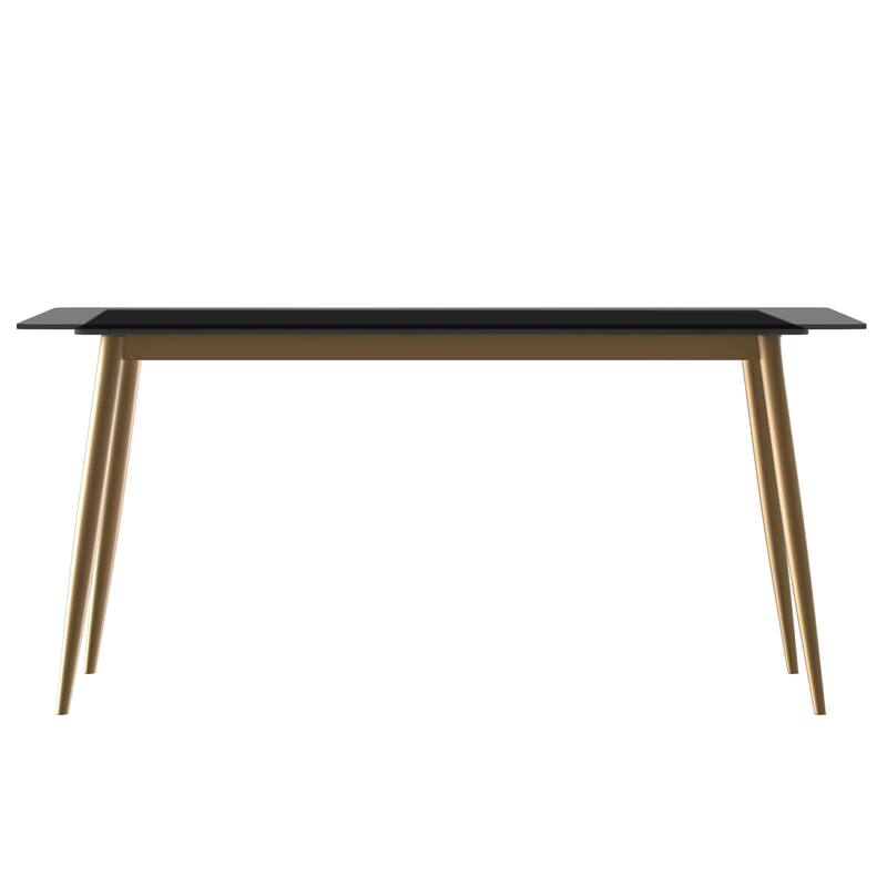 Zayle Dining Table with a 71" Rectangular Top and Gold Steel Base