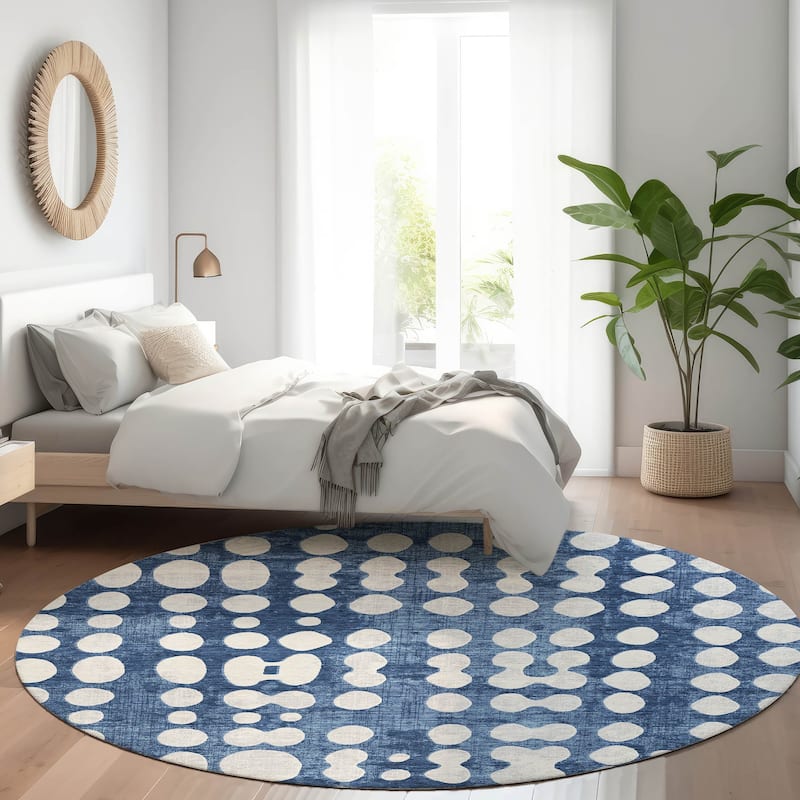 Premium Washable Super Soft Modern Connect Mayfield Rug - Navy - 8' x 8'