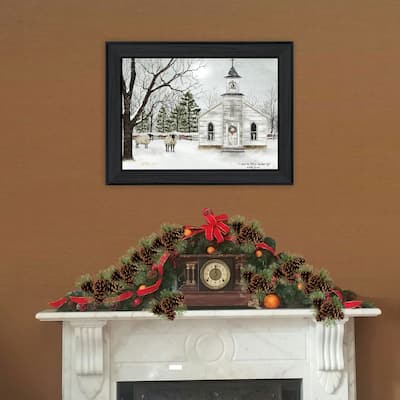 TrendyDecor4U Farmhouse "I Heard the Bells on Christmas" Framed Print Wall Art by Billy Jacobs - White, Black
