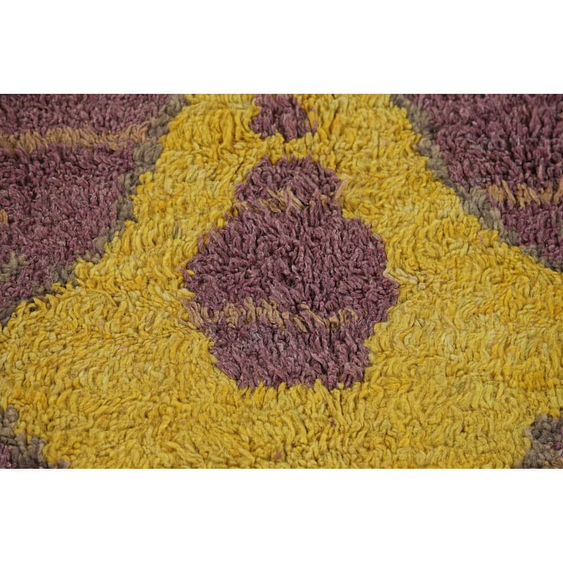 Purple Plush Moroccan Oriental Area Rug Handmade Wool Carpet - 9'0" x 12'8"