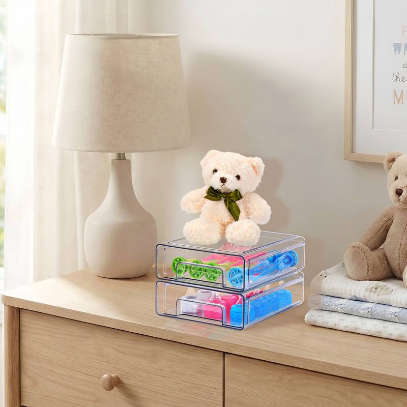 Sorbus Clear Stackable Storage Drawers Case with Handles - for Bathroom, Cabinet, Medicine & Baby Bottle Storage