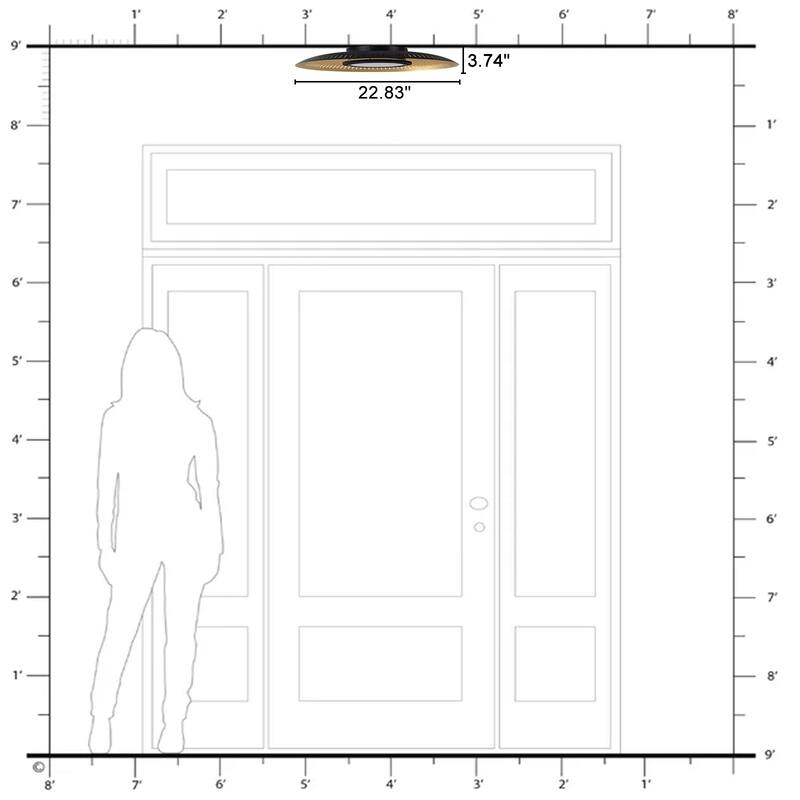 Black Iron LED Flush Mount Ceiling Light with Gold Foil Interior - Dia.22.83-in