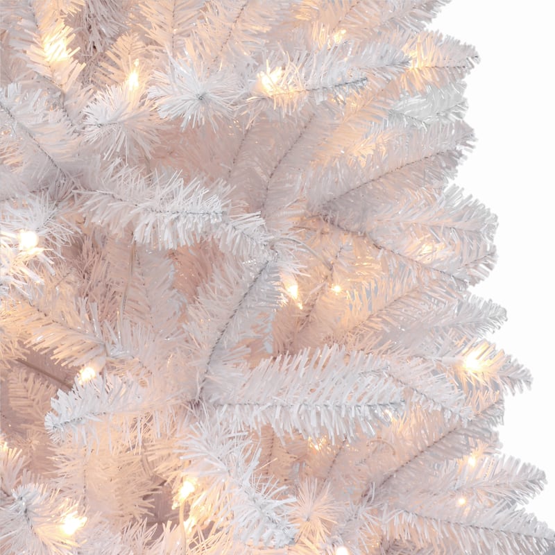 Puleo International 4 ft. Pre-Lit White Carson Artificial Pine Tree