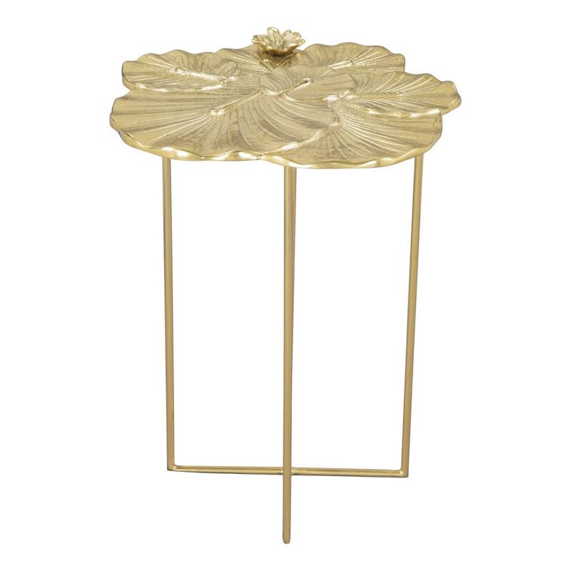 HomeRoots 21" Gold Aluminum And Iron Cross Legs End Table - 17' X '21.3' X '17