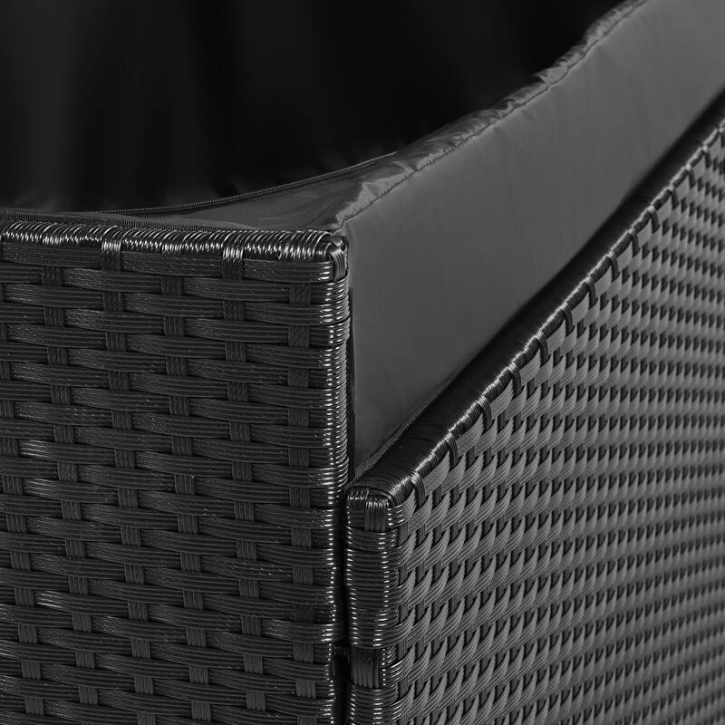 200 Gallon Wicker Deck Box with Wheels,All-Weather Outdoor Storage Box,Rattan Storage Bin