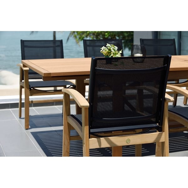 Life Style Garden 9 Piece Teak Finish Patio Dining Set Black Chairs On Sale Overstock 31027316