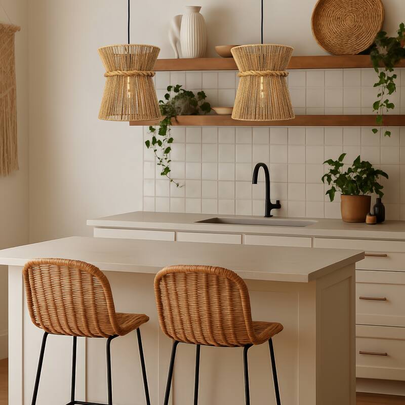 Innovations Lighting Sutton - 1 Light 12" Cord Hung Pendant - Matte Black Finish - Natural Shade