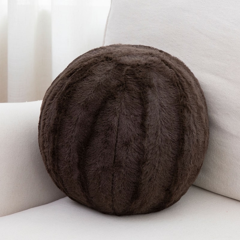 Cheer Collection 10" Round Living Room Decorative Ball Pillow - Brown