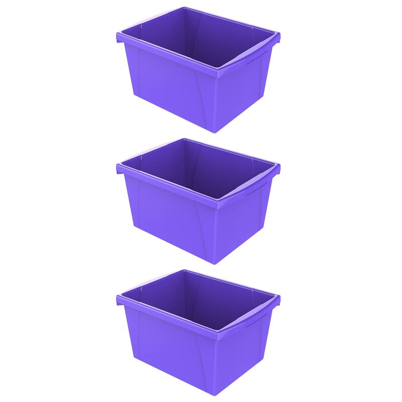 Storex 4 Gallon Storage Bin, Purple, Pack of 3
