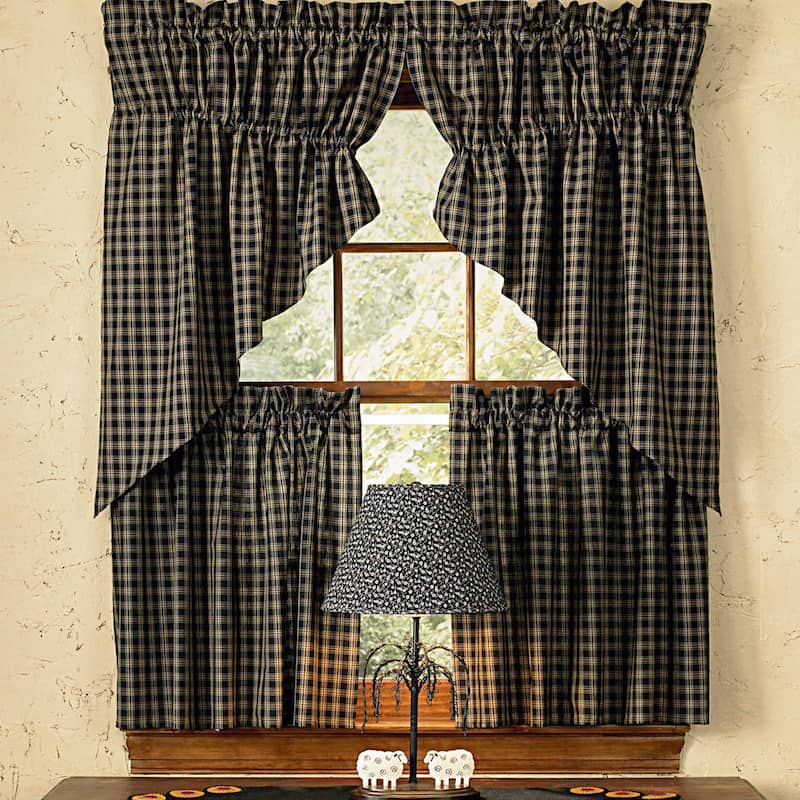 Park Designs Black Sturbridge Lined Gathered Swag 36"L - 72" x 36"