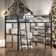 preview thumbnail 2 of 20, Full Size Loft Bed with 3 Layers of Shelves and Desk with Whiteboard