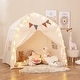 preview thumbnail 4 of 28, Gymax Kids Play Tent w/Flags and Globe String Lights for 3-12 Years - See Details