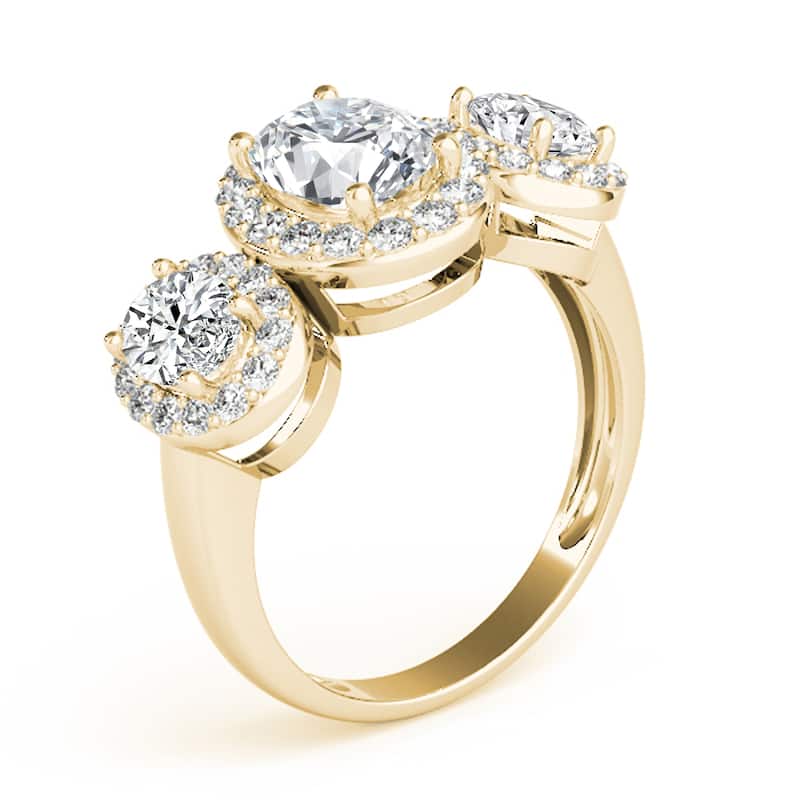 Auriya 14k Yellow Gold Lab Grown Oval Diamond Halo Engagement Ring 0.50 to 5.00 ct. tw. (F-G VS)