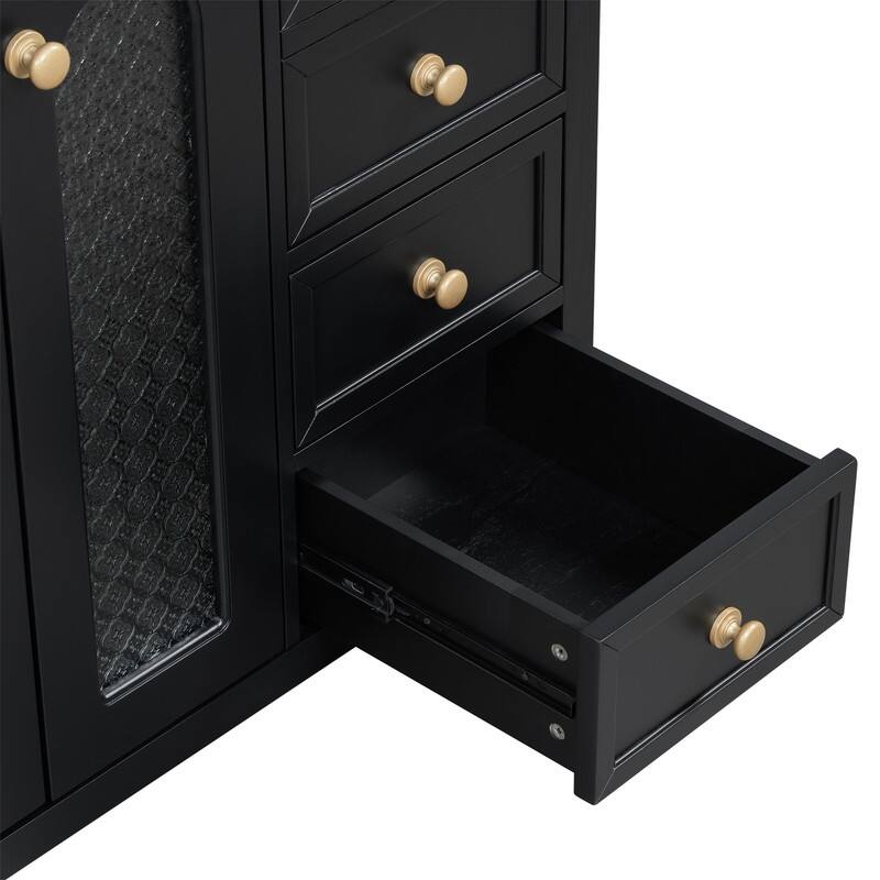 36'' Bathroom Vanity with Ceramic Sink Top, Bathroom Storage Cabinet with 2 Soft Close Doors, 3 Drawers and Adjustable Shelf
