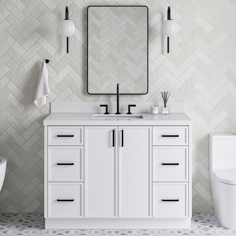 Ariel K49WQRVO Kelly 49" Free Standing Single Basin Vanity Set with - White