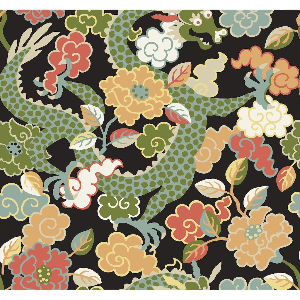A-Street Prints Yanci Green Dragon Wallpaper