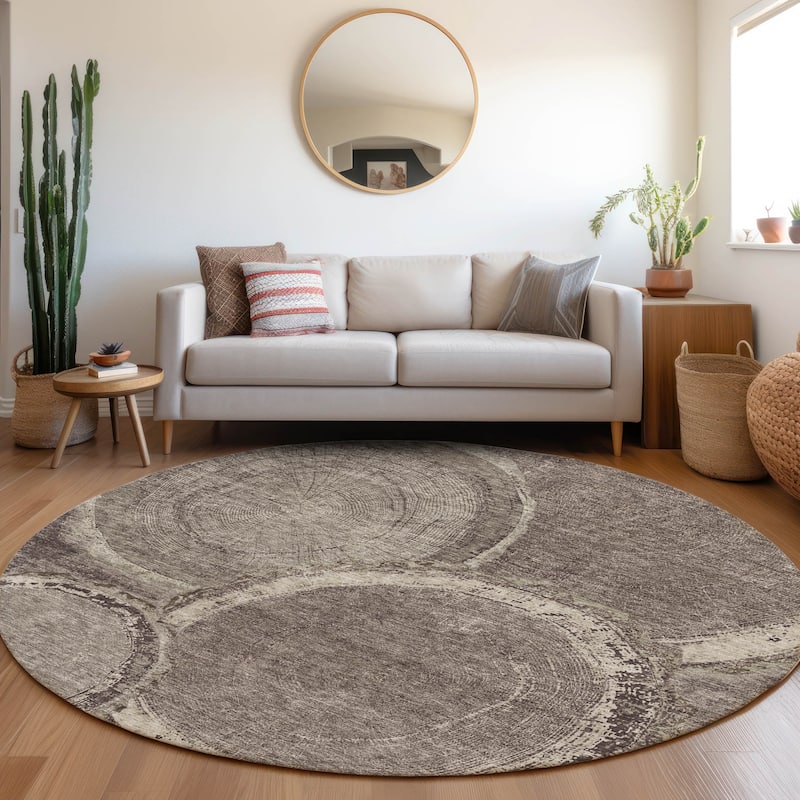 Premium Washable Super Soft Modern Grain Mayfield Rug - Chocolate - 8' x 8'