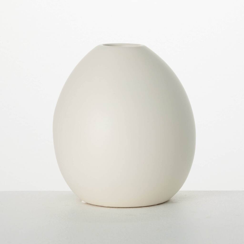 Sullivans 7.5" Modern Matte Oval Vase, Ceramic