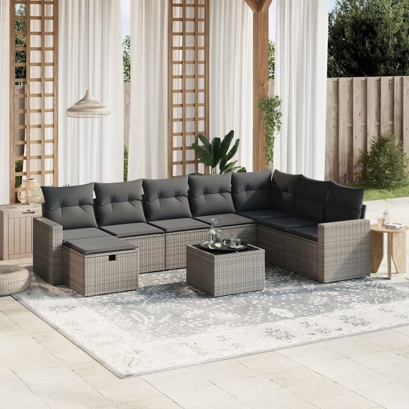 vidaXL Garden Sofa Set - Grey Large  - form2