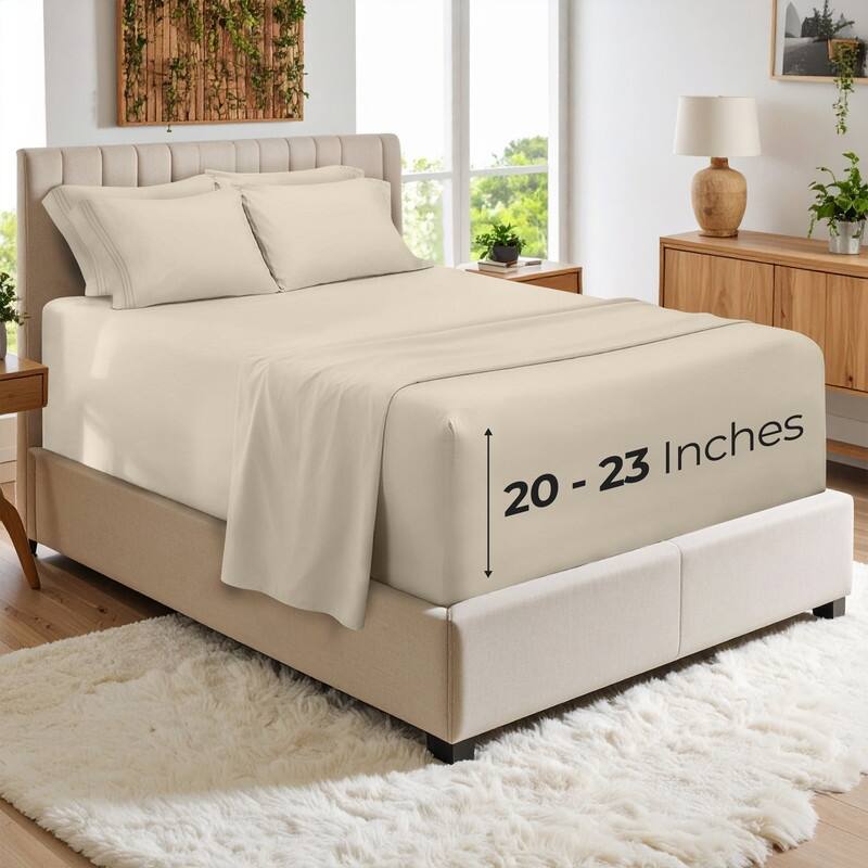 Superior Egyptian Cotton 1000 TC Deep Pocket Sheet Set - 18" & 20" Extra Deep Pocket Options