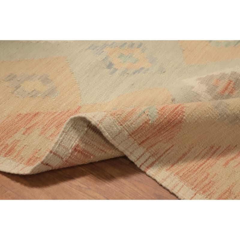 Hand Woven Oriental 100% Wool Carpet Southwestern Tribal Multi-Colored Kilim Runner Rug - 9' 8'' X 2' 8''