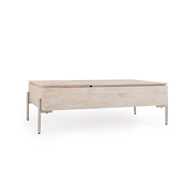 Classic Home Rocklin Mango Wood Lift Top Coffee Table in White