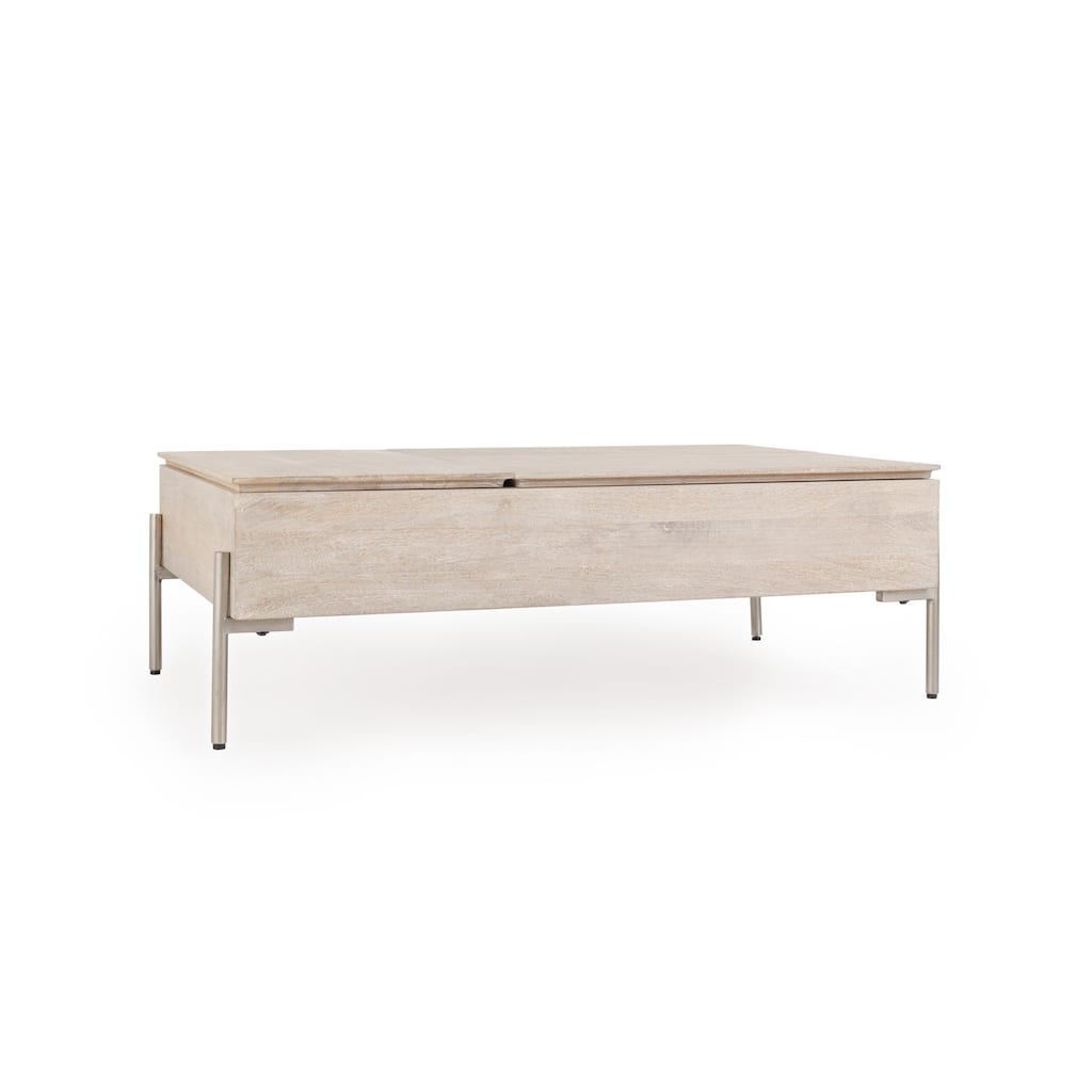 Classic Home Rocklin Mango Wood Lift Top Coffee Table in White